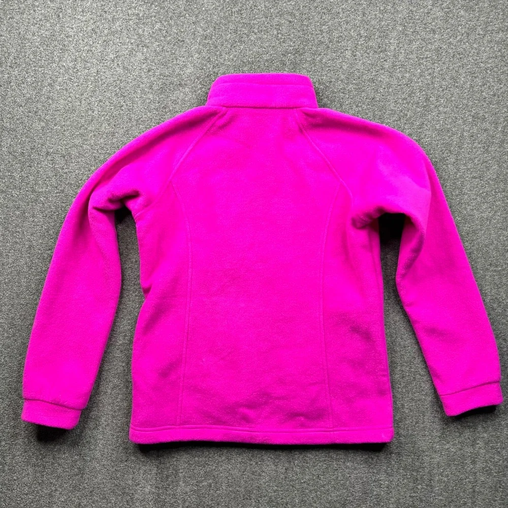 Columbia Fleece Jacket Girls L? Pink Full Zip Mock Neck Raglan Sleeve 3185